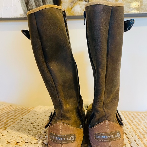 Women’s Merrell Haven Otter Brown Leather Waterproof Mid Calf Boots Size 9 - Picture 5 of 12